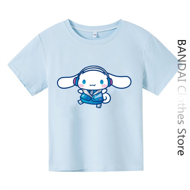 Camiseta de Anime Cinnamoroll para niños y niñas, ropa para niños, Tops de dibujos animados, conjunto de camiseta de Hello Kitty Sanrio, camisetas de manga corta para mujer