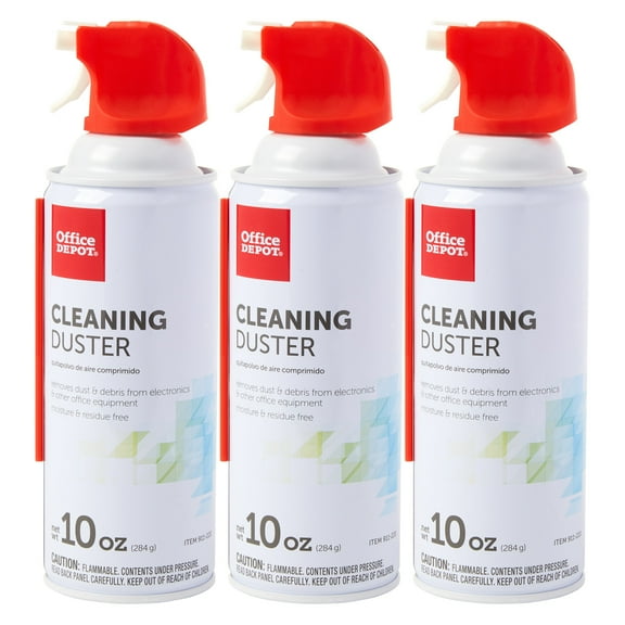 Office Depot Cleaning Duster, 10 Oz Compressed Canned Air for Electronics, Keyboard Cleaner for Computer, Laptop, PC, Printer, Office Equipment, Moisture-Free, Pack of 3