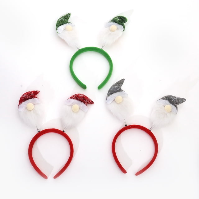 3 uds decoraciones navideñas doble cabeza bosque de primavera hombre hebilla de cabeza de tela aro de cabeza de muñeca de dibujos animados