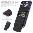 thumbnail image 3 of Heavy Duty Case for iPhone 16 Credit Card Slot Holder Kickstand Bracket Cover, Military Grade Dual-Layers Rugged PC Shockproof Anti-Scratches Lens Protection Case, Purple, 3 of 9