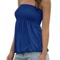thumbnail image 5 of Summer Women's Solid Color Tops Wrapped Chest Strapless Shoulder Tube Top Pleated Design Top All-match, 5 of 7