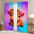 thumbnail image 2 of jejeloiu Cute Highland Cow Curtains Pack of 2 (42x84 Each),Rustic Farmhouse Cattle Curtains Blackout,Gradient Purple Pink Blue Bedroom Curtains For Girls,Luxury Bedroom Decor, 2 of 6