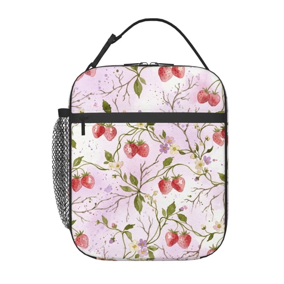 Strawberry Lunch Bag Lunch Box For Women Men, Insulated Lunch Bags Water-Resistant Cute Cooler Lunch Tote Bag, Reusable Large Capacity For Work Travel Picnic