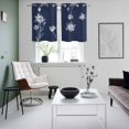 thumbnail image 4 of Navy Blue White Floral Kitchen Curtains Small Short 39 Inch Length, Abstract Art Summer Botanical Grommet Top Bedroom Living Room Curtains, Light Filtering Cafe Curtain Drapes 2 Panels Set 55''x39'', 4 of 9