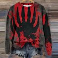 thumbnail image 2 of KIHOUT Chandails en Molleton pour Femmes Halloweens Décontracté Rouge Imprimé Col Rond Manches Longues Graphique Haut Ample Automne Hiver Pull Blouse, Taille S-2TG, 2 of 3