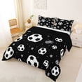 thumbnail image 2 of Erosebridal Ball Games Full Size Comforter Sets,Kids Cartoon Football Pattern Bedding Sets For Soccer Boys,Reversible Black 3-Piece, 2 of 7