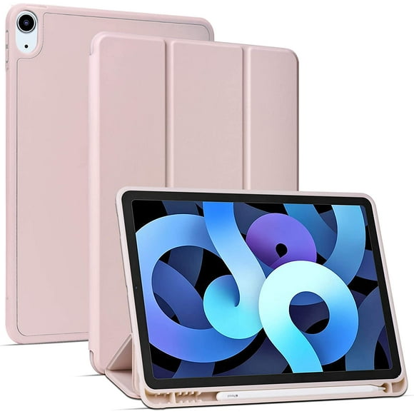 IPad Air 4 Case 10.9 Inch [4th Generation] [Corner Protection] Multi-Angle Viewing with Pencil Holder, Kickstand Feature, Auto Wake/Sleep-pink