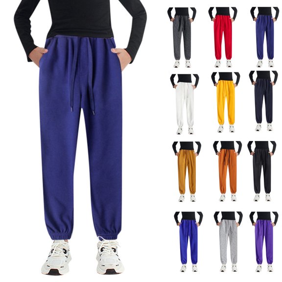 jiaxiM Boys Girls Pants Joggers Cotton Drawstring Kids Plain Elastic Bottom Baggy Sweatpants with Pockets 4Y-12Y