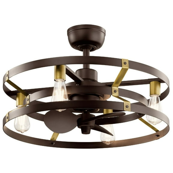 Ceiling Fan With Light Kit With Contemporary Inspirations 16.25 Inches Tall By 25 Inches Wide-Satin Natural Bronze Finish Kichler Lighting 300040Snb