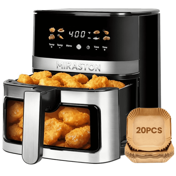 MIRASTON 5.8QT Air Fryer, 8-in-1 Touch Screen with View Window, Ideal for Home Kitchen