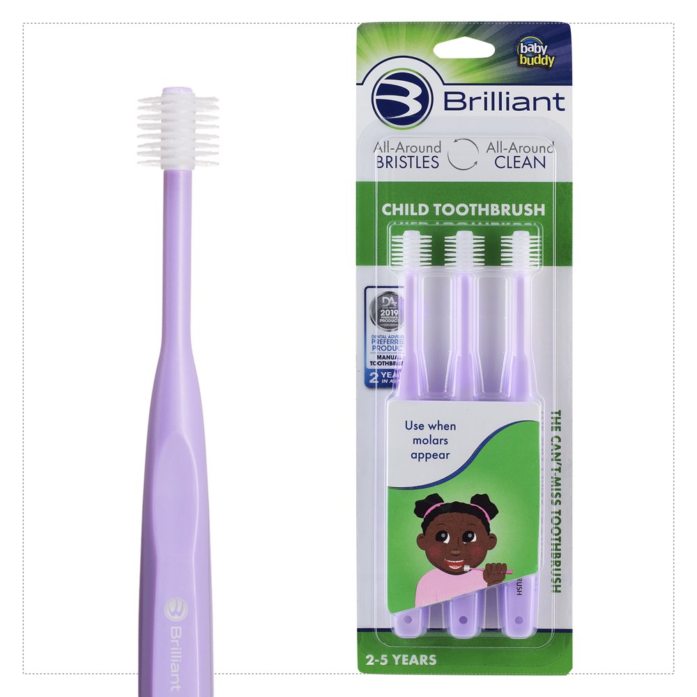 Brilliant® Child Toothbrush 3ct, Lilac, BPA Free, All Around Bristles