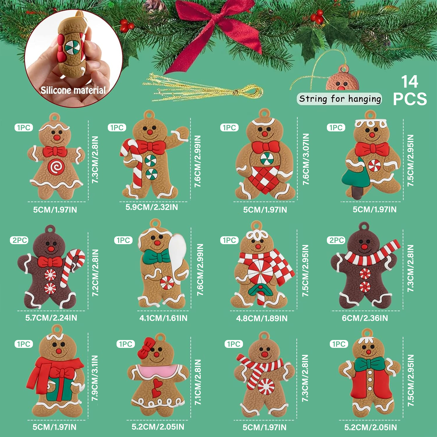 Ayieyill 14-Piece Gingerbread Christmas Ornaments photo 5