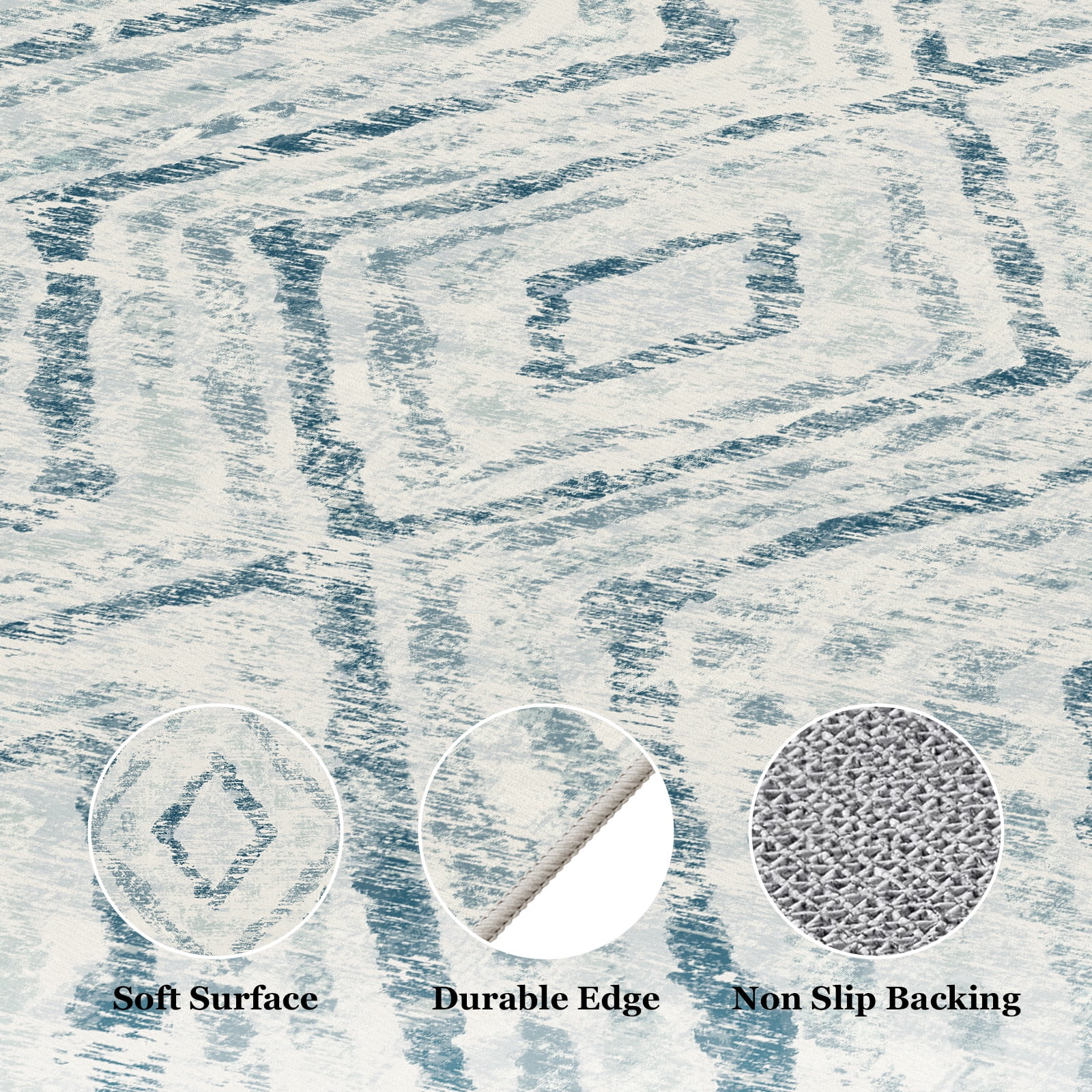 CHITOOMA 5'x7' Area Rugs for Living Room, Washable Boho Moroccan Rug Soft Vintage Distressed Geometric Tribal Area Rug for Bedroom Dining Room Office with Non-Slip Backing, Stain Resistant Non-Shed