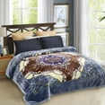 thumbnail image 2 of NC Fleece Bed Blanket King Blue Floral,2 Ply Thick Warm Plush Blanket,83" x 93",6lb, 2 of 6