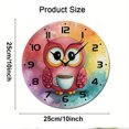 thumbnail image 2 of ZXCXRQFa Owl Drinking Coffee Clock Home Decor Round Wood 10 Inch Wall Clocks Non Ticking Silent Clock Art for Living Room Kitchen Bedroom Decorative, 2 of 7