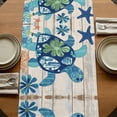 thumbnail image 5 of Sea Turtle Coastal 72 Inch Table Runner, Summer Beach Starfish Seaside Farmhouse Dresser Scarf Cotton & Linen Tablerunner for Dining/Kitchen Island/Holiday Party Décor 13" x 72", 5 of 9