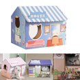 thumbnail image 2 of kurtrusly Corrugated Cardboard Cat House with Scratching Pad for Training Toy Cats Blue, 2 of 9