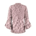 thumbnail image 6 of Women's Long Sleeve T-shirt 3/4 Length Sleeve Womens Tops V Neck Spring Shirts 2025 Petal Bell Sleeve Plus Size Boho Ethnic Style Tee Shirts,Pink Women's Long sleeve T-shirt XXXL, 6 of 6