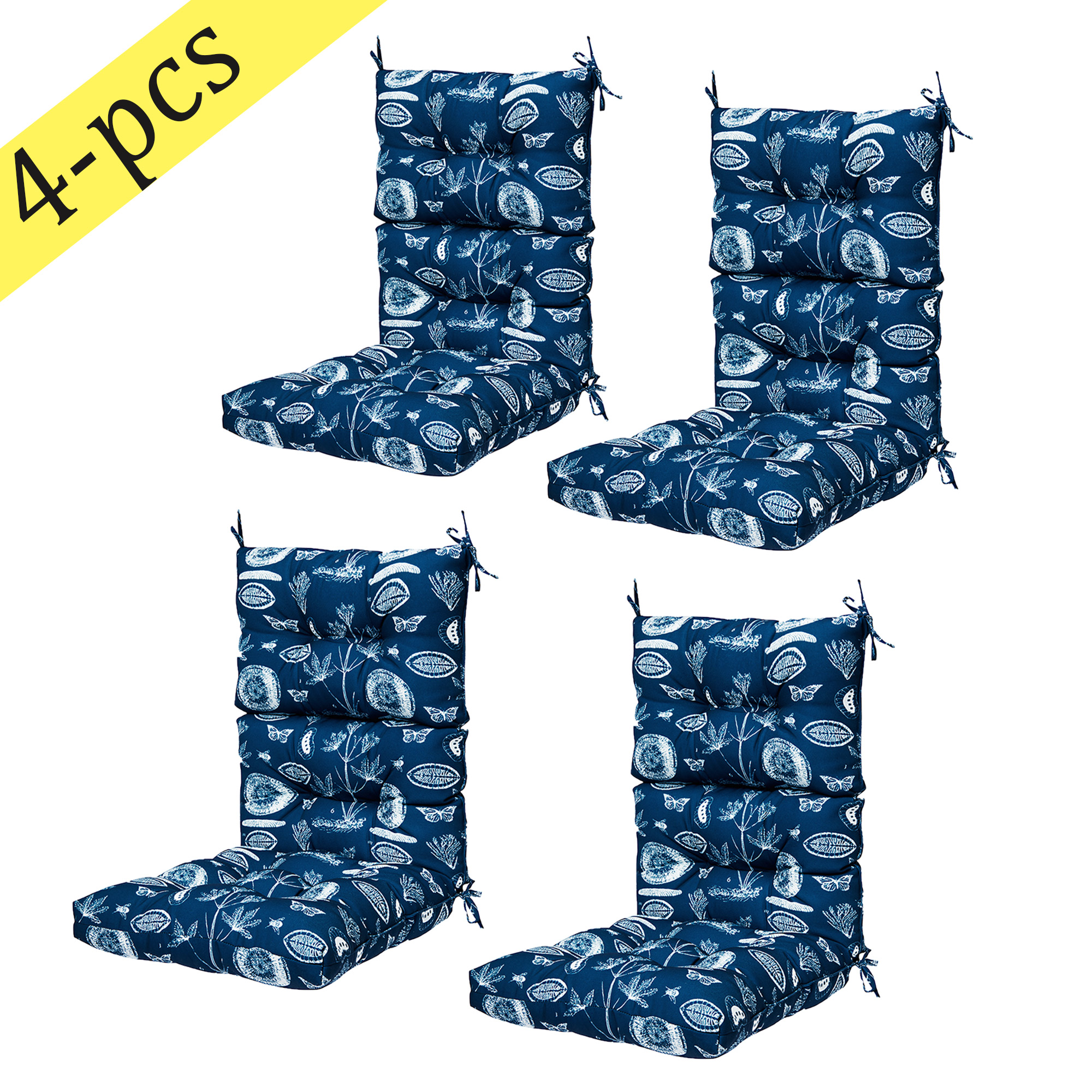 4 Pack 44"x21" Outdoor Chair Cushion High Back Chair Cushion Dining