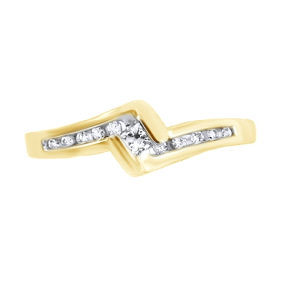 AFFY White Natural Diamond Promise Ring In 10k Yellow Gold (0.14 Cttw)
