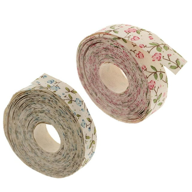 Paquete de 2 Etiquetas Estampado , Lazo para el cabellero, Paquete de , Artesanía DIY, 15mm, Yotijar Rollo de cinta de tela floral