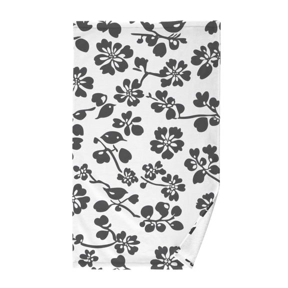 Black Flowers Bath Towel 100% Cotton Soft Thick High Absorbency Hand Face Towel Single Pack 16x28in
