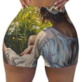 thumbnail image 2 of Susaid Girl In Field Of Daisies Print Intensify Workout Shorts for Women Seamless Scrunch Short Gym Yoga Running Sport Active Exercise Fitness Shorts-Large, 2 of 8