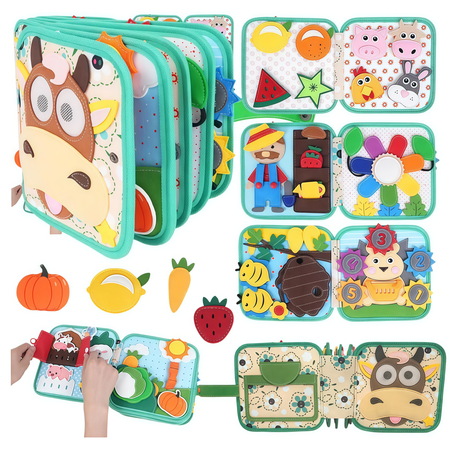 Bobby.Duck Busy Book for Toddlers 1-4 Montessori Felt Activity Book Quiet Book Educational Learning Toys Sensory Busy Board Travel Toy Preschool Early Learning Gift for Boys & Girls
