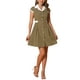 thumbnail image 2 of CAMISA DE VESTIR CON BOTONES INSPIRE CHIC para Mujeres, Con Solapa, Manga Corta, Cinturón, Vestidos de Trabajo XL Marrón, 2 of 5