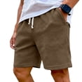 thumbnail image 2 of Domuza Mens Casual Shorts Drawstring Waffle Shorts Stretch Elastic Waist Summer Beach Lounge Sweat Shorts with Pockets Brown 3XL, 2 of 6