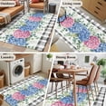 thumbnail image 5 of 3'x5' Area Rugs, Blue Pink Hydrangea Indoor Outdoor Area Rug for Living Room Bedroom, Eucalyptus Leaves Summer Botanical Plaid Washable Bathroom Rugs Kitchen Floor Carpet Mats Home Decor Aesthetic, 5 of 8