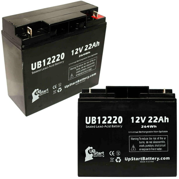 Pack 2x - Remplacement Dual-lite ML-12E-12V Battery - Acide de Plomb Scellé Universel UB12220 Battery (12V, 22Ah, 22000mAh, Terminal T4, AGM, SLA)