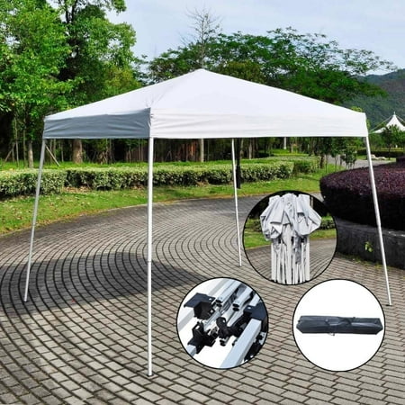 Zimtown 10' x 10' Canopy Tent EZ Pop Up Wedding Party Tent Folding Gazebo Canopy White