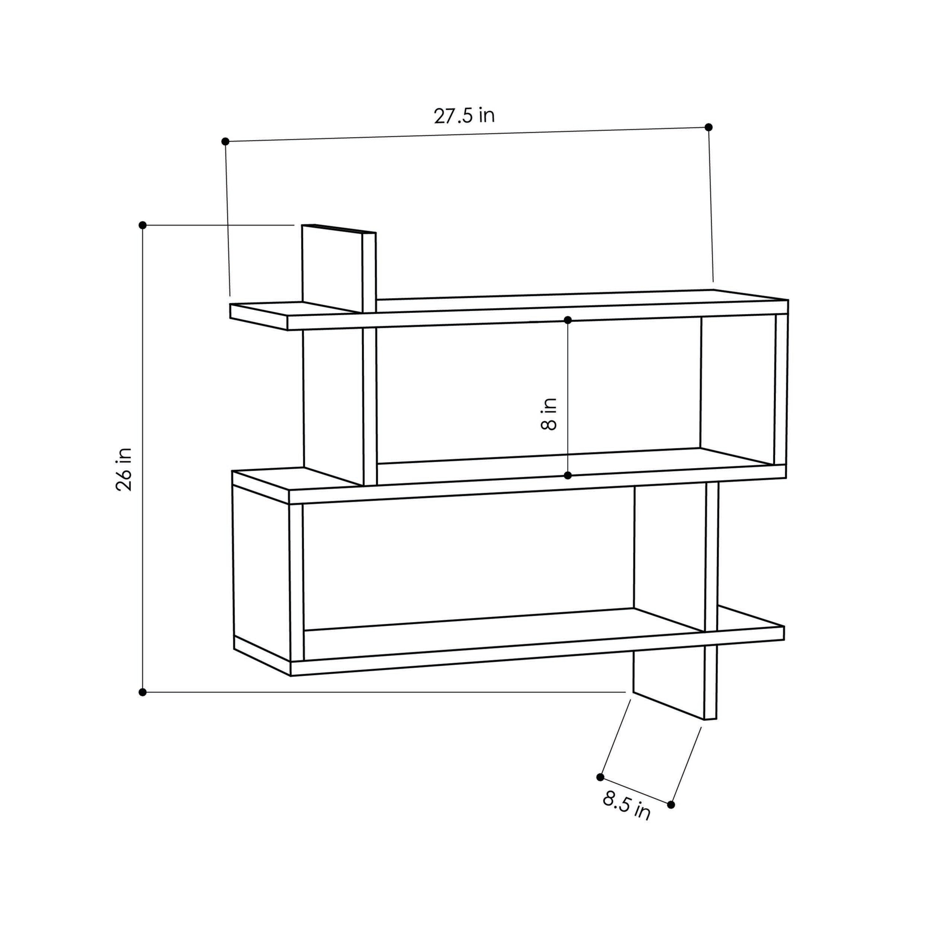 Ada Home Decor Furniture 27.5" 3 Tier Anthracite Westcott Modern Wall Shelf