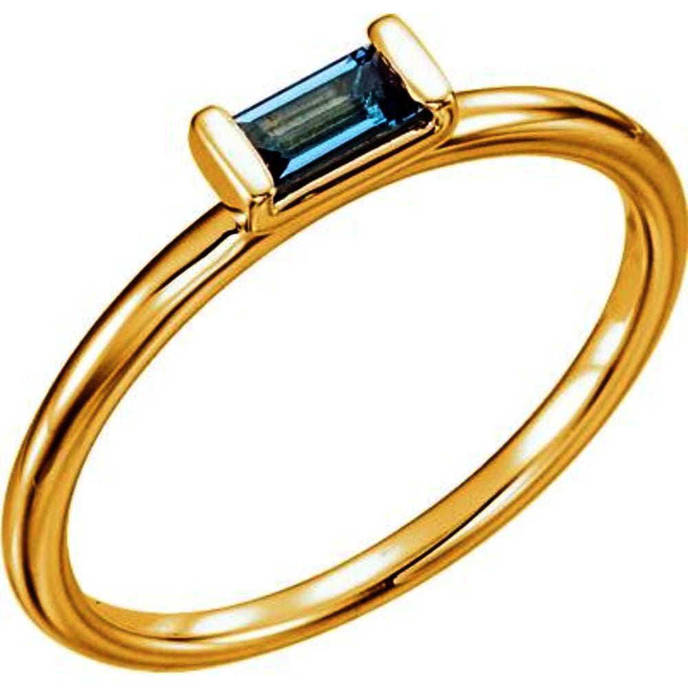 Bonyak Jewelry - 14K Yellow London Blue Topaz Stackable Ring in 14k