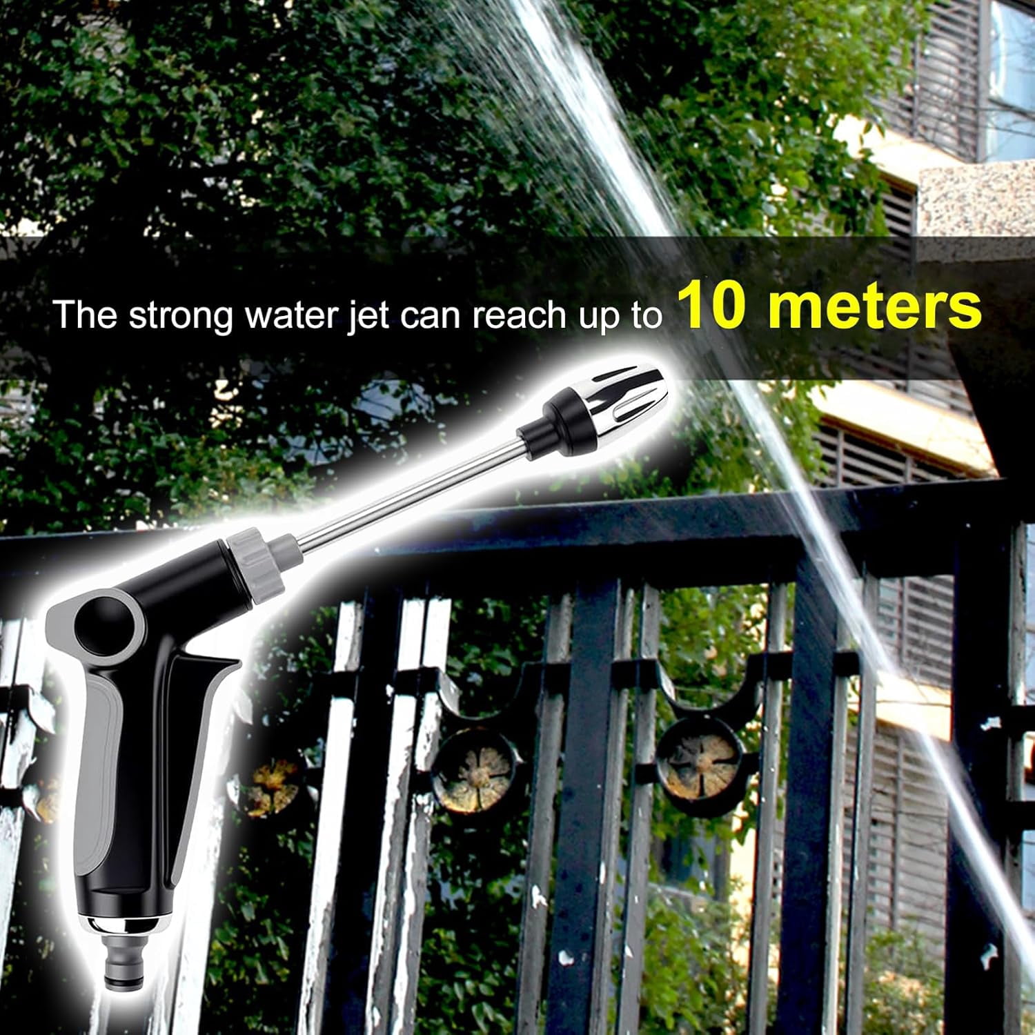 Heavy Duty Garden Hose Nozzle, High Pressure Power Jet, Adjustable Spray Modes, 360° Rotation, Deep Cleaning for Yard, Patio, Driveway, Car Wash