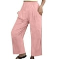 thumbnail image 2 of pxiakgy pants for women womens casual solid pants elastic waist comfy trousers with pockets women's pants pink + xl, 2 of 6