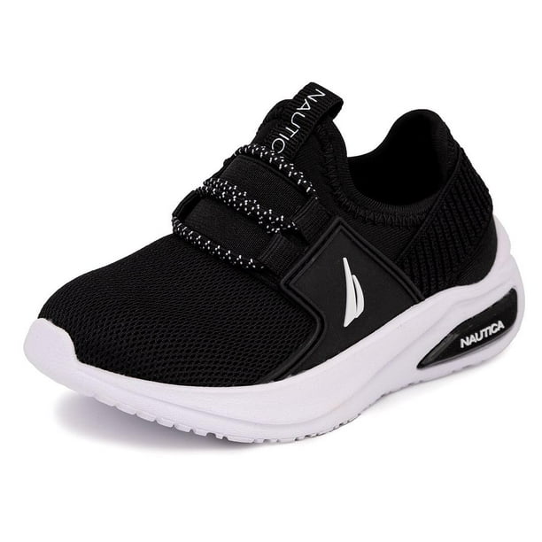 Zapatillas deportivas sin cordones Nautica para niños pequeños, negras y blancas, 11