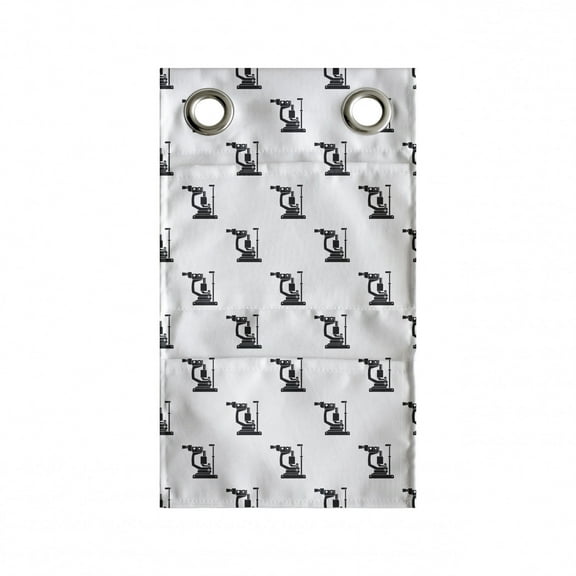 Eye Chart Hanging Pocket Organizer, Repetitive Monochrome Style Phoropter on a Plain Background, Printed Polyester Storage Bag with Pockets, 9" x 16", Charcoal Grey and White