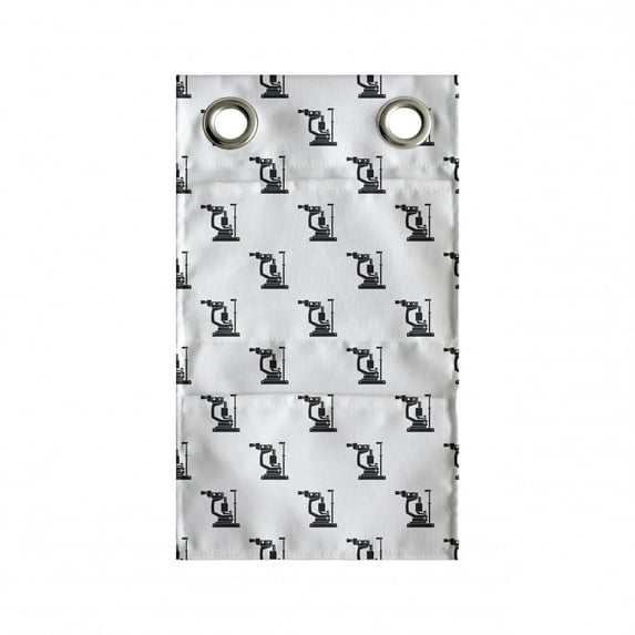 Eye Chart Hanging Pocket Organizer, Repetitive Monochrome Style Phoropter on a Plain Background, Printed Polyester Storage Bag with Pockets, 9" x 16", Charcoal Grey and White