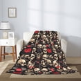 thumbnail image 2 of Qokaie rock record Skull Drawing Flannel Blanket , Luxurious Ultra Soft and Warm, Anti-Pilling, Wrinkle-Resistant Throw for Bed, Sofa, Camping-60"x50"(Vertical style), 2 of 6