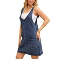 thumbnail image 4 of INSPIRAR CHIC Vestido de Mujer Overoles de Mezclilla Sueltos Casual Sin Mangas Vestidos Cortos Azules XL, 4 of 6