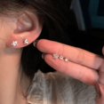 thumbnail image 1 of Pendientes de plata S925 con forma de estrella y aguja de circonita para mujer, pequeños pendientes para dormir libres, con orificios para las orejas que se elevan con sentido avanzado, 1 of 4
