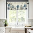 thumbnail image 2 of Kitchen Curtains Valances, Flower Butterfly Dragonfly Vintage Blue Floral Spring Summer Short Rod Pocket Valances for Windows for Bedroom, Bathroom, 1 Panel, 54" W x 18" L, 2 of 6
