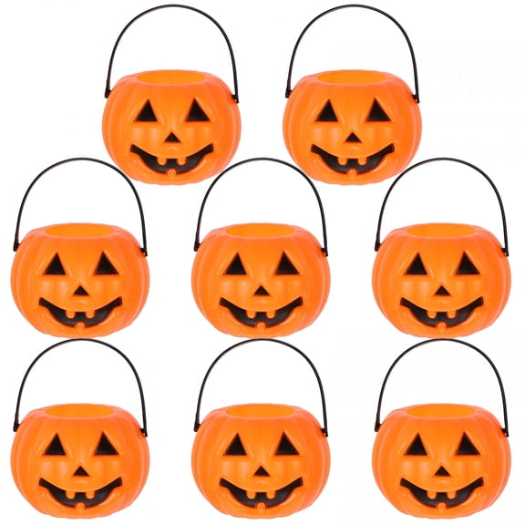 BESTSKY 8Pcs Pumpkin Candy Bucket,Plastic Pumpkin Candy Bucket Children Trick Or Treat Pumpkin Candy Pail Holder for Halloween Party Decoration Halloween Pumpkins Orange