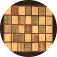 thumbnail image 1 of Ahgly Company Indoor Round Checkered Brown Modern Area Rugs, 4' Round, 1 of 4