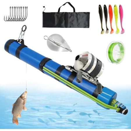 Fishing Catapult Rod Adjustable Latex Tube Catapult Fishing Rod Portable Slingshot Reel Pole Telescopic Lure Launcher Fishings Tool for Kids Adult Outdoor Anglers