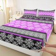 thumbnail image 3 of Feelyou Purple Damask Women Twin Sheet Sets, Southwestern Theme Bedding, 3-Piece, 3 of 7