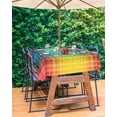 thumbnail image 3 of Fsddascl Colorful Plaid Outdoor Tablecloth - 60x120 Inch Rectangle Dining Table Cover, Modern Chic Rainbow Gradient Striped Waterproof Outdoor Table Cloth with Umbrella Hole & Zipper for Patio, 3 of 7