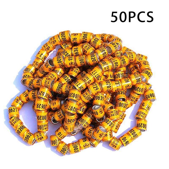 50x 2023 Pigeon Leg Rings Bird Foot Bands Identification Band for Bantam Finch Canary Orange